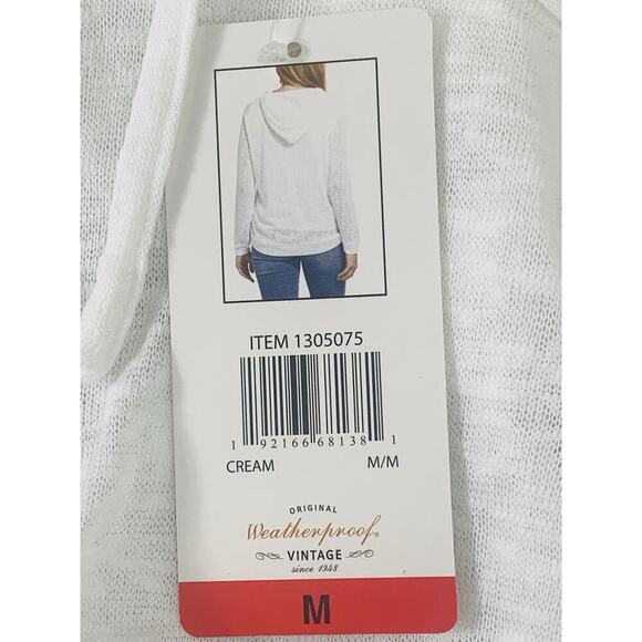 WEATHERPROOF VINTAGE Slub Hoodie Pullover Women Medium Cream White 1305075 NWT - Picture 4 of 8